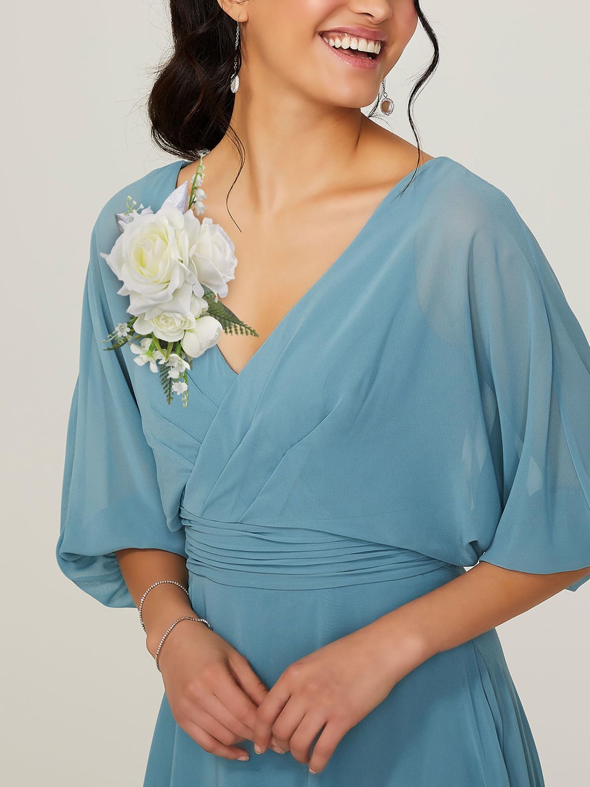 1 PCS Floral Shoulder Corsage White Green Silk Flower Mother of The Bride