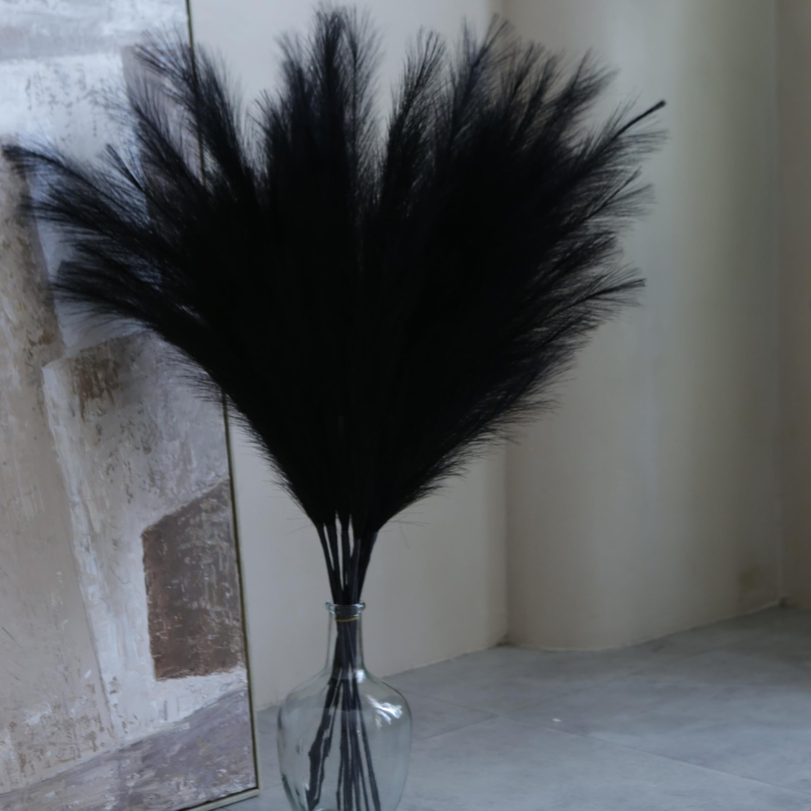 Faux Pampas Grass Tall, 9 PCS 43”/ 110 cm Large Black Pampas Grass Decor, Fa…
