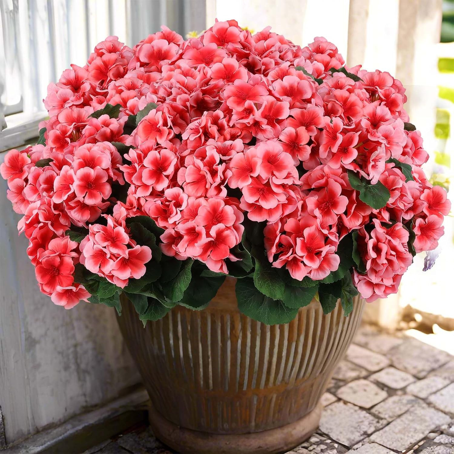 6 Pcs Artificial Geranium Flowers for Outdoors Geraniums Silk Flowers Outdoor UV