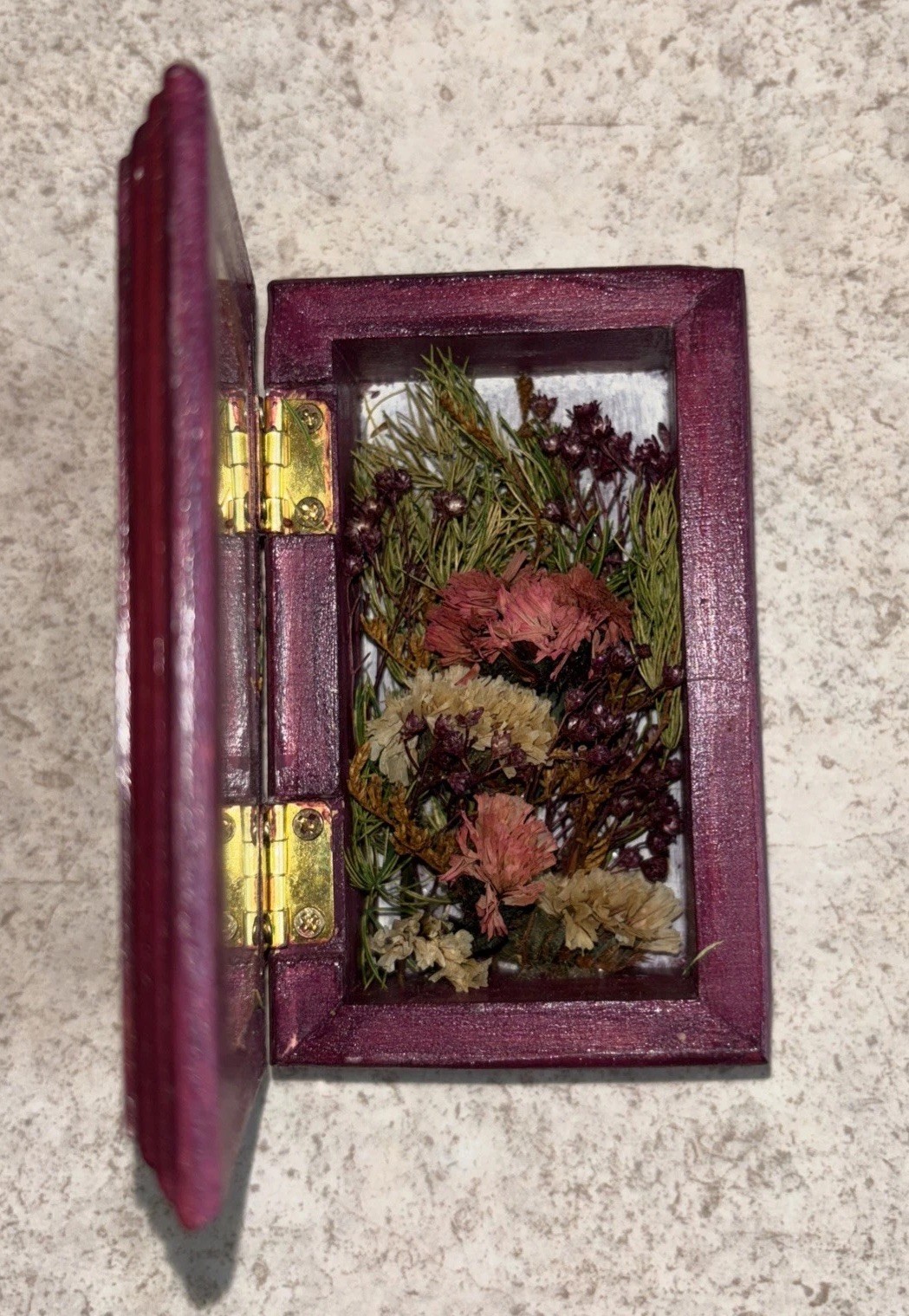 2 Dried Floral Terrarium in Wood Hinged Display Cases Witchy Boho Whimsygoth