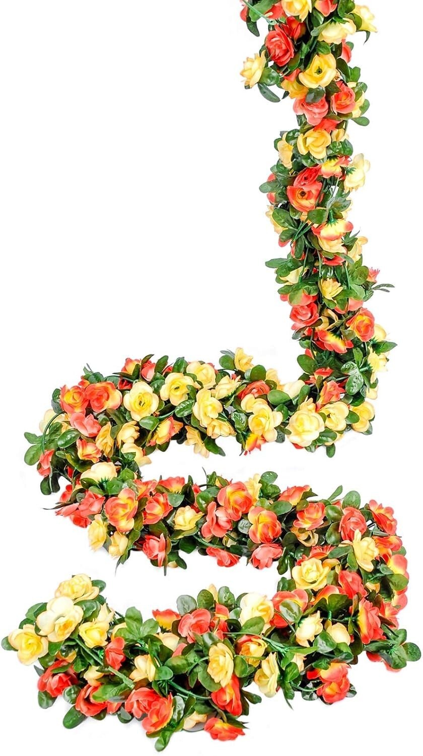 Durable 9 PCS Champagne Flower Garland – Indoor & Outdoor Decorative Solution