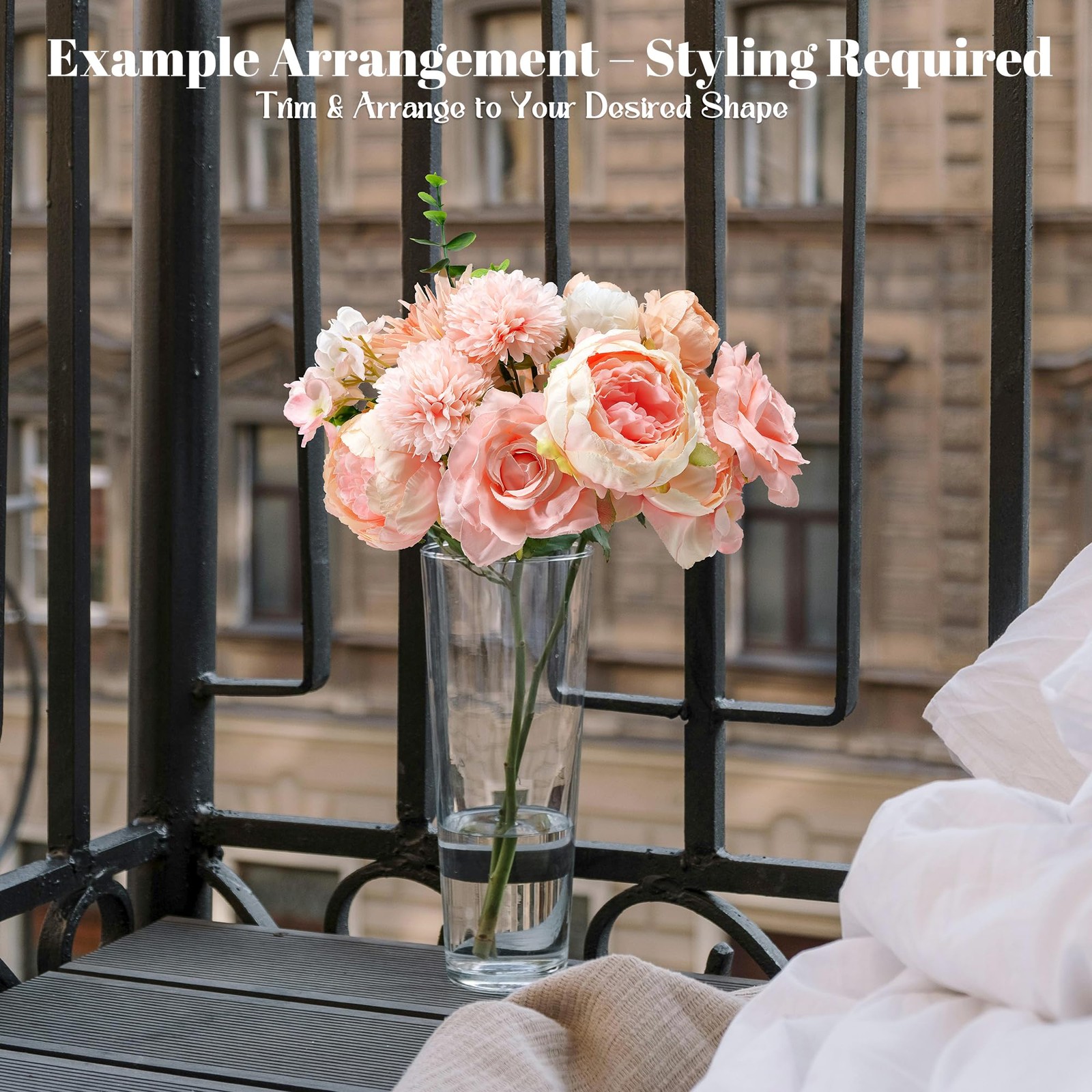 Artificial Peony Flowers Set, Silk Peony Flower Combo with Wire Stems for DIY…