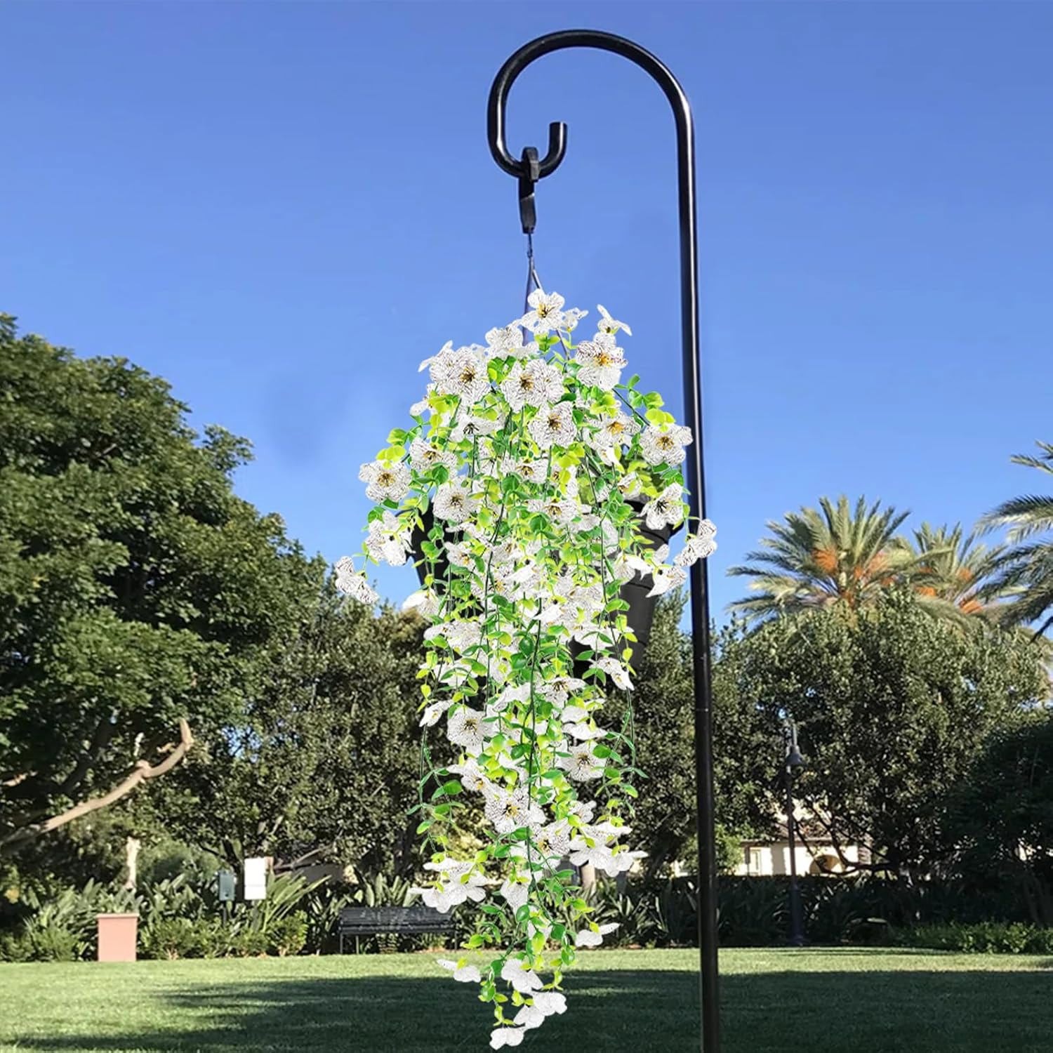 4PCS Artificial Flowers Vines UV Resistant Hanging Plant Flowers Outdoor Decor