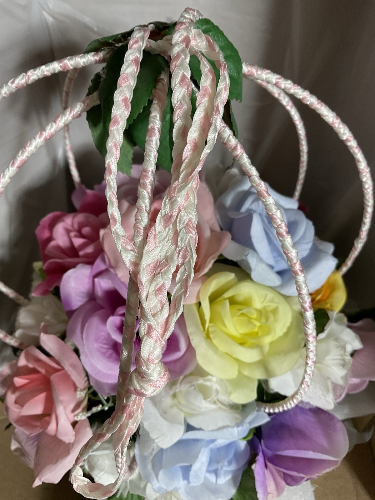 Hanging Flower Arrangement Wire Cage/Ribbon Shabby Chic Decor, All Colors Hmade
