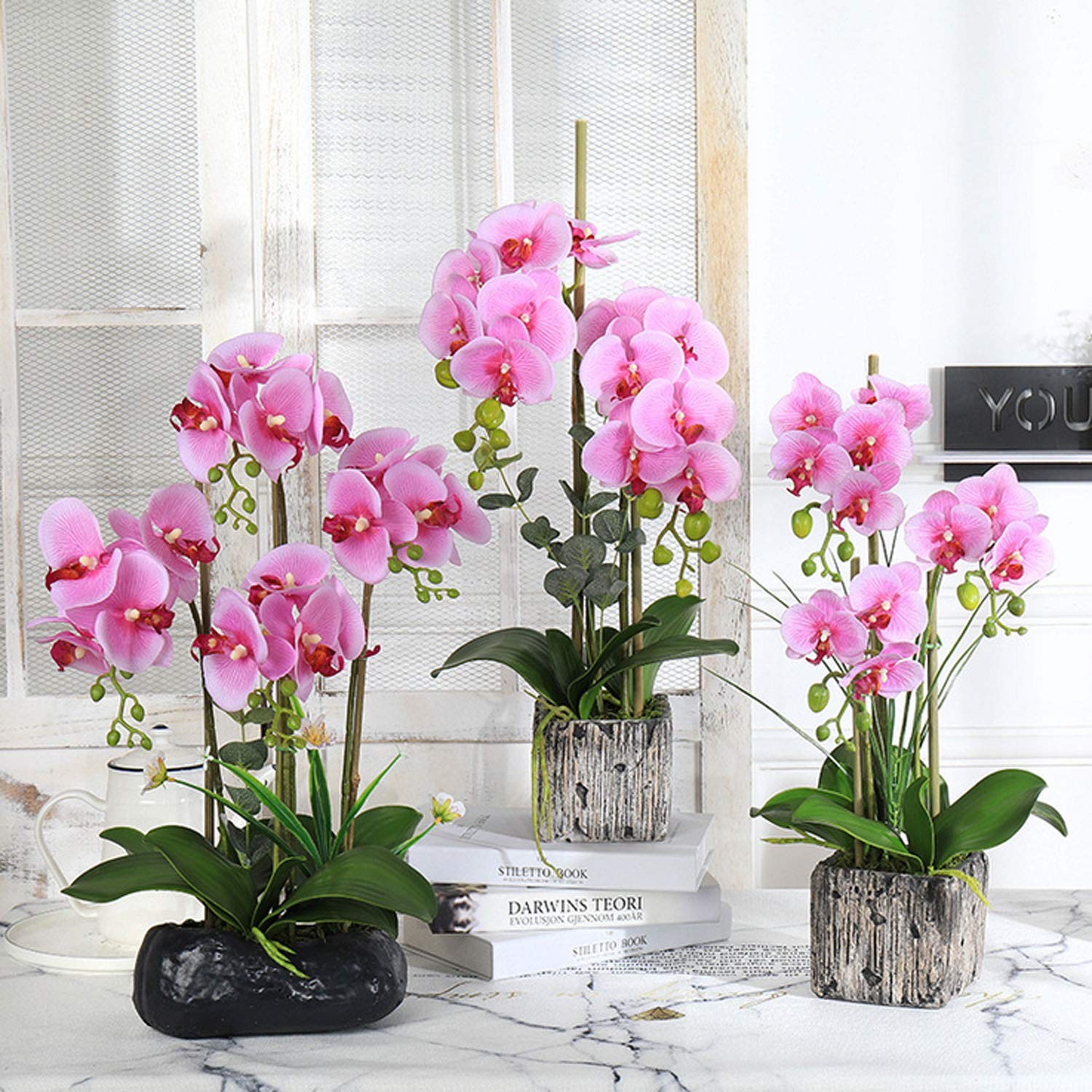 10 PCS Artificial Phalaenopsis Orchids Leaves 11 inches Green Faux Orchids Le…