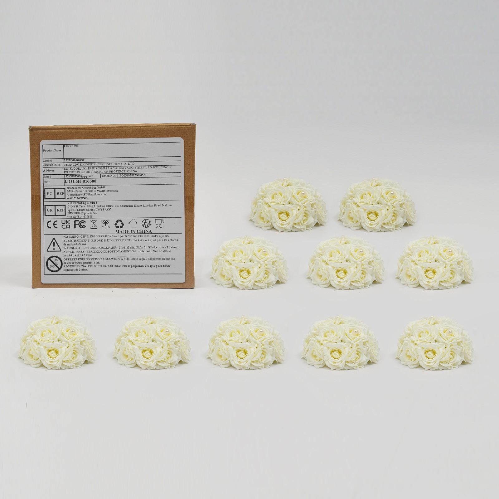 10 Pcs Handmade Bouquet Party Wedding Artificial Flower Balls Deco, Milky White