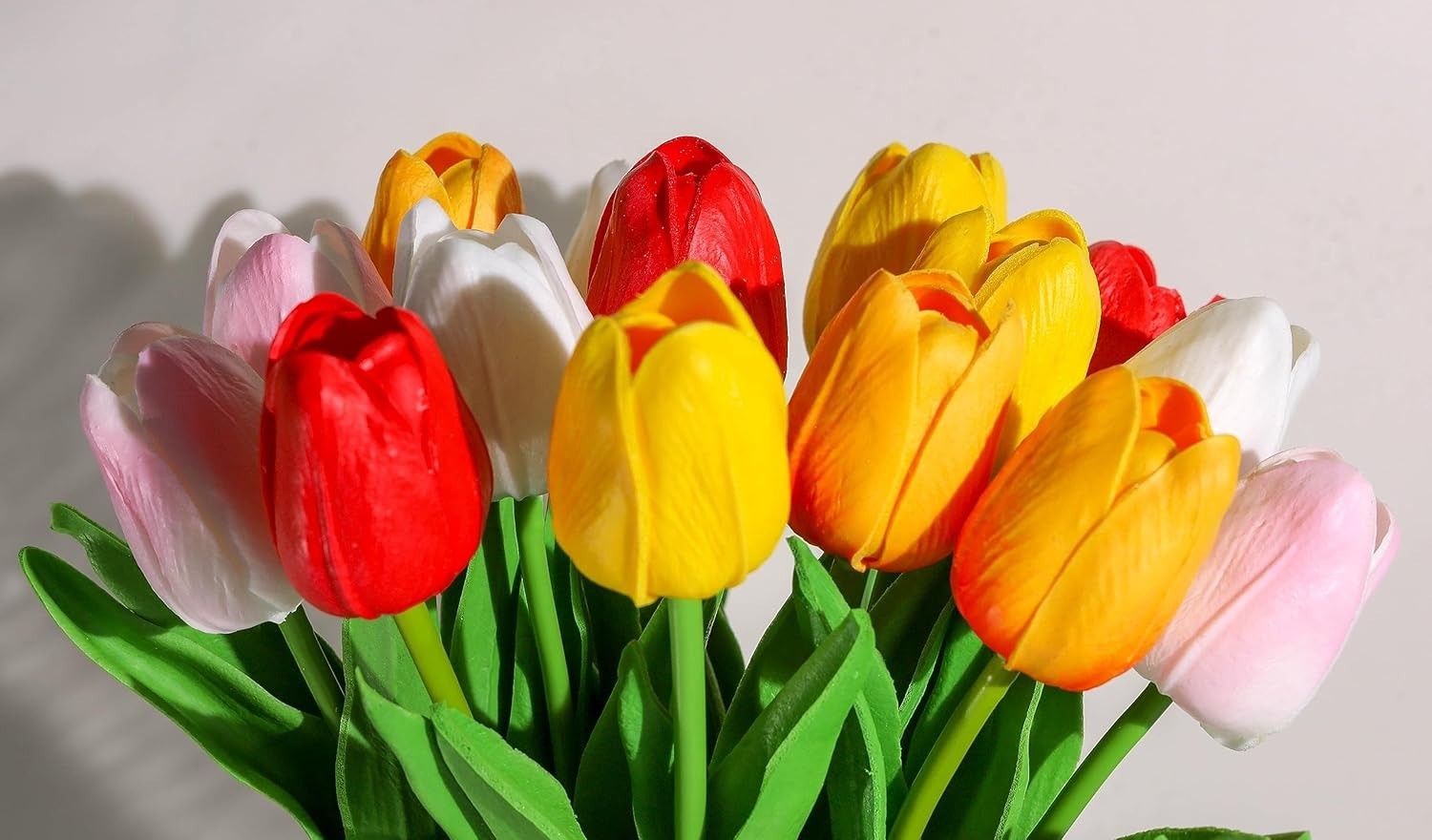Assorted Colors 15pcs Fake Tulips – Perfect for Centerpieces & Bridal Bouquets