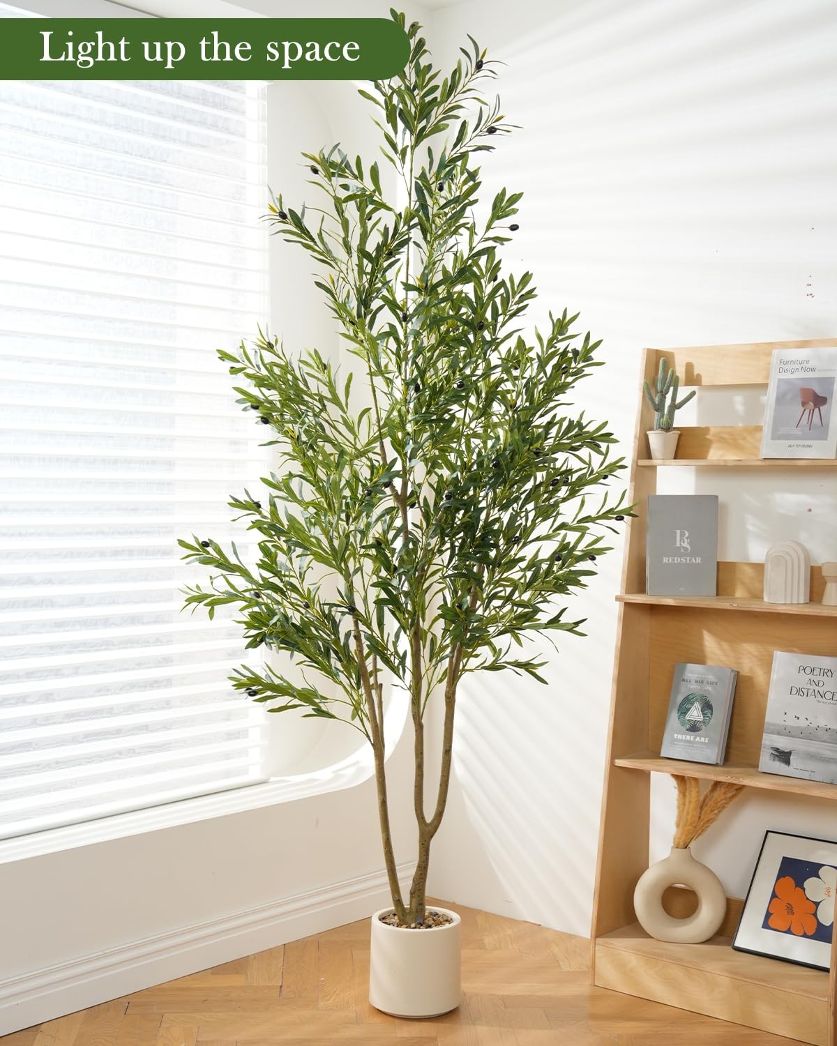 Olive Tree 7FT Fake Tree Faux Plants Indoor with Pot Artificial Tree Nearly N…