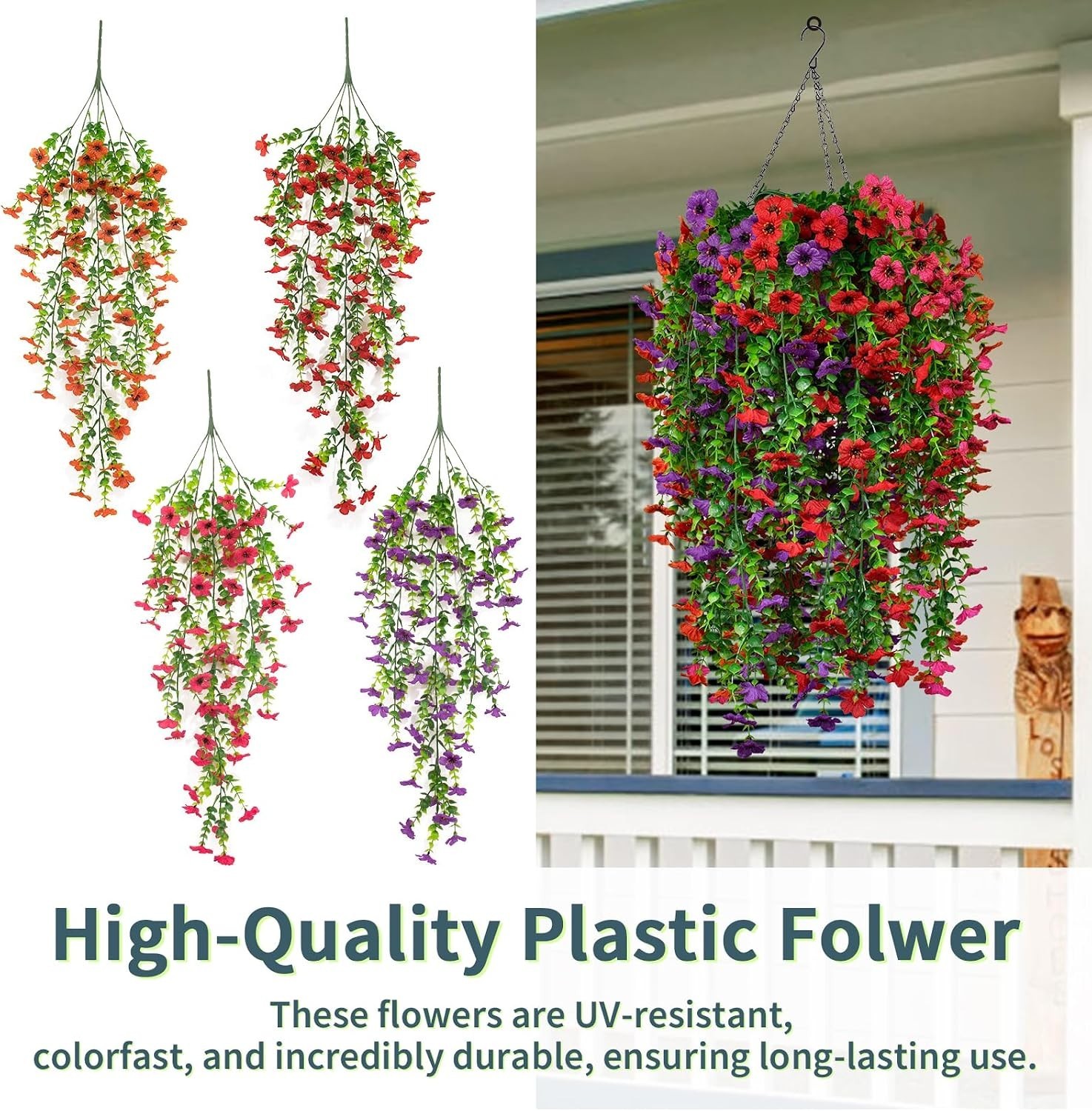 4 Pack Realistic Silk Daisy Hanging Flowers – UV Resistant Indoor/Outdoor Decor