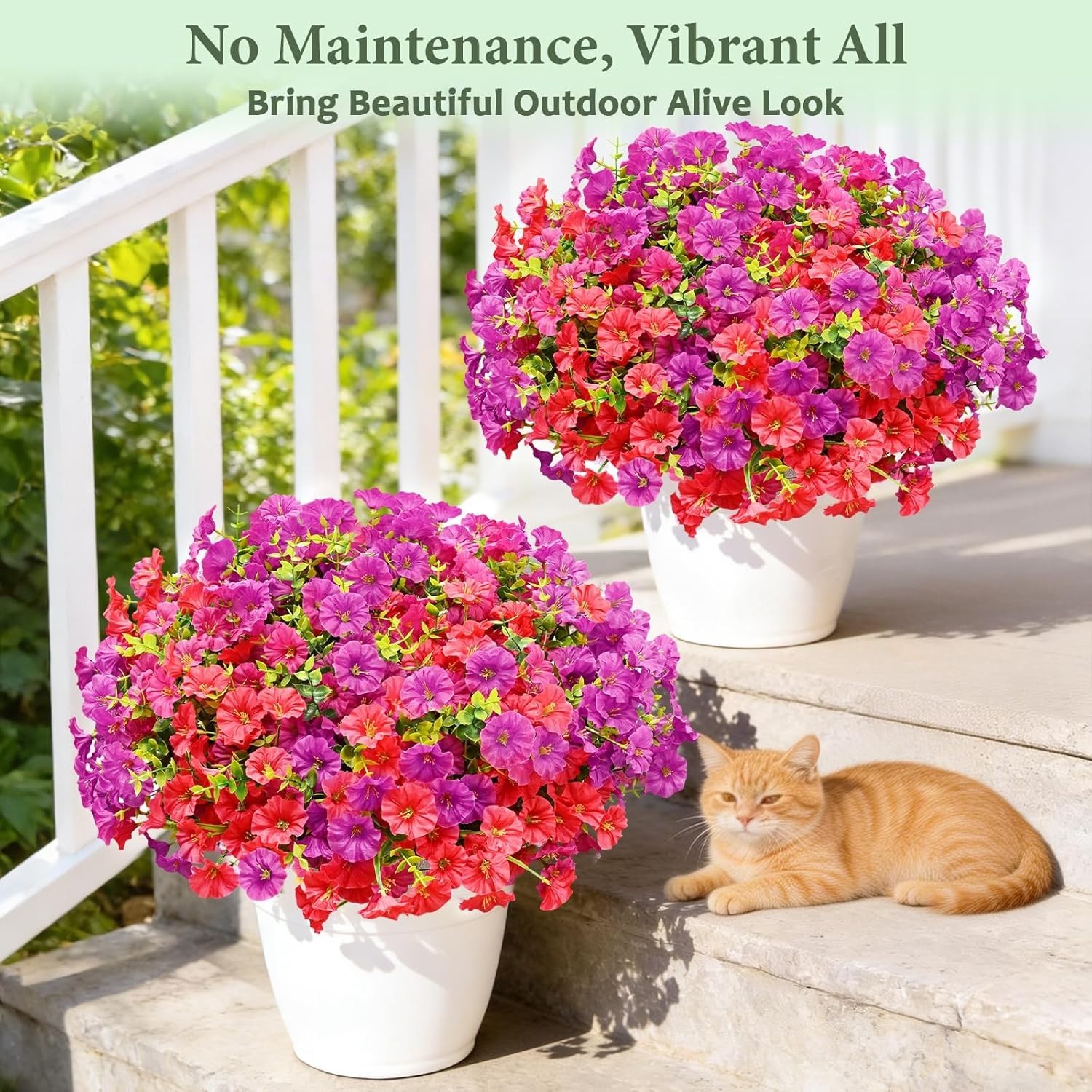 14 Bundles Artificial Flowers for Outdoors, UV Resistant Artificial Outdoor