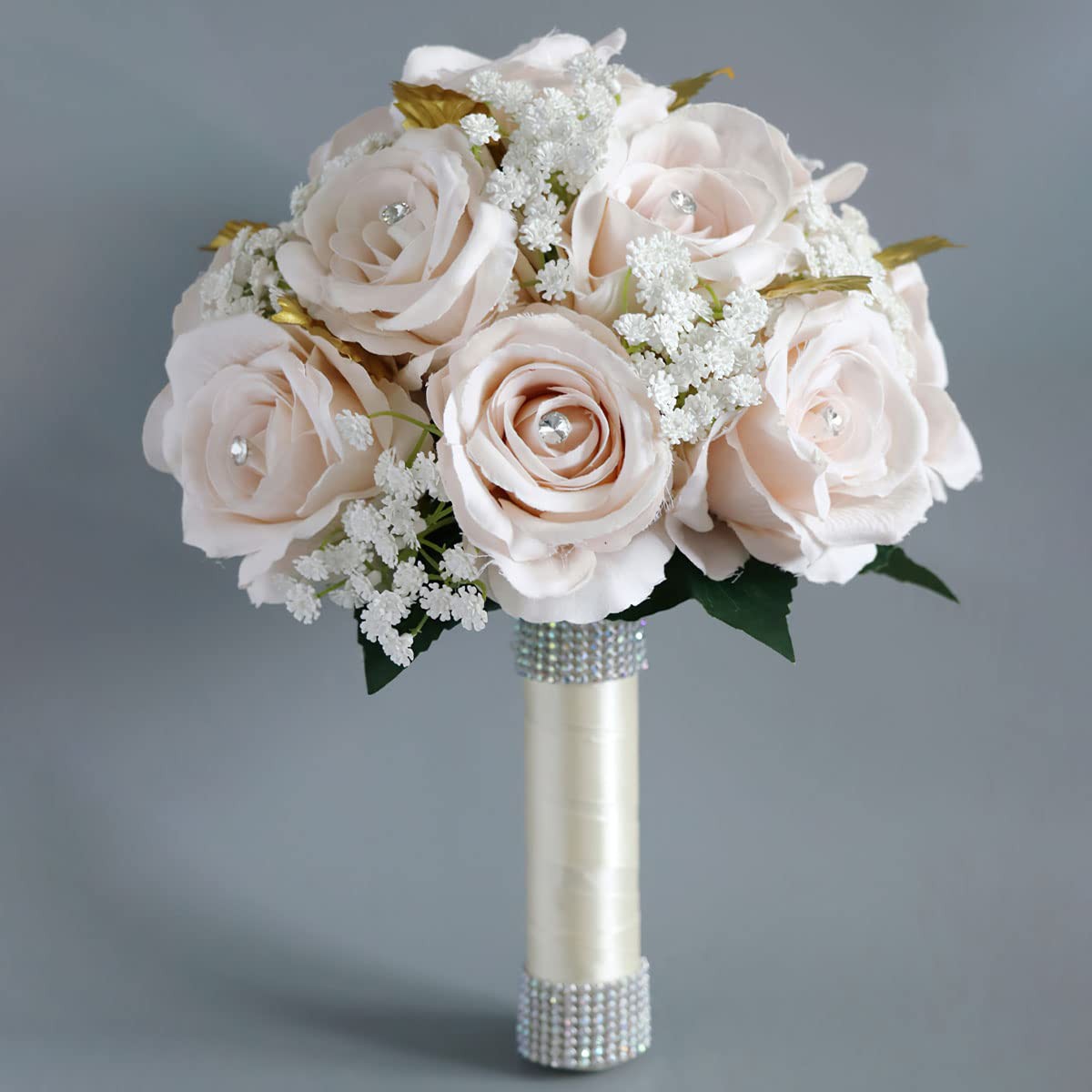 S_SSOY Wedding Bouquet for Bride Bridesmaid Champagne Silk Rose Bouquet for W…