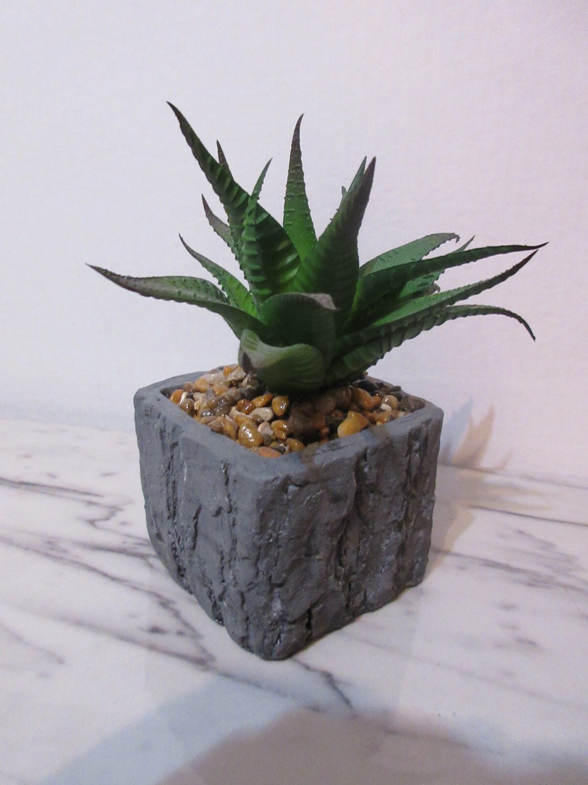 Floral Decor Artificial 5″ dia Green Succulent Cactus in Pot 3 in Square PEACE