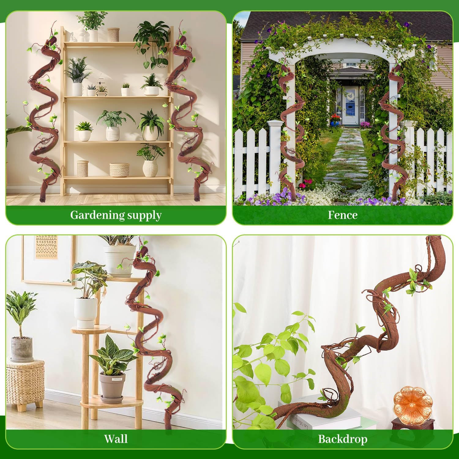 71in Bendable Artificial Vines with Green Leaves, Fake Thick Vine Stems and Tree