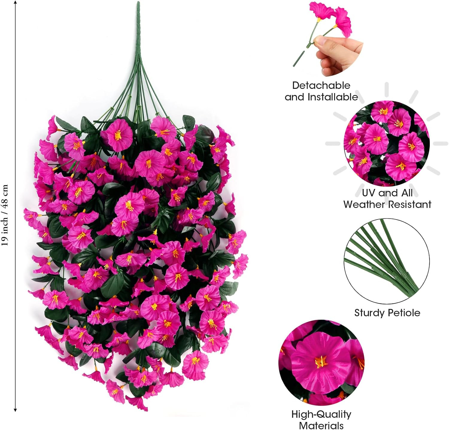 Fuchsia Artificial Hanging Flowers – UV Resistant Silk Plants for Home Decor