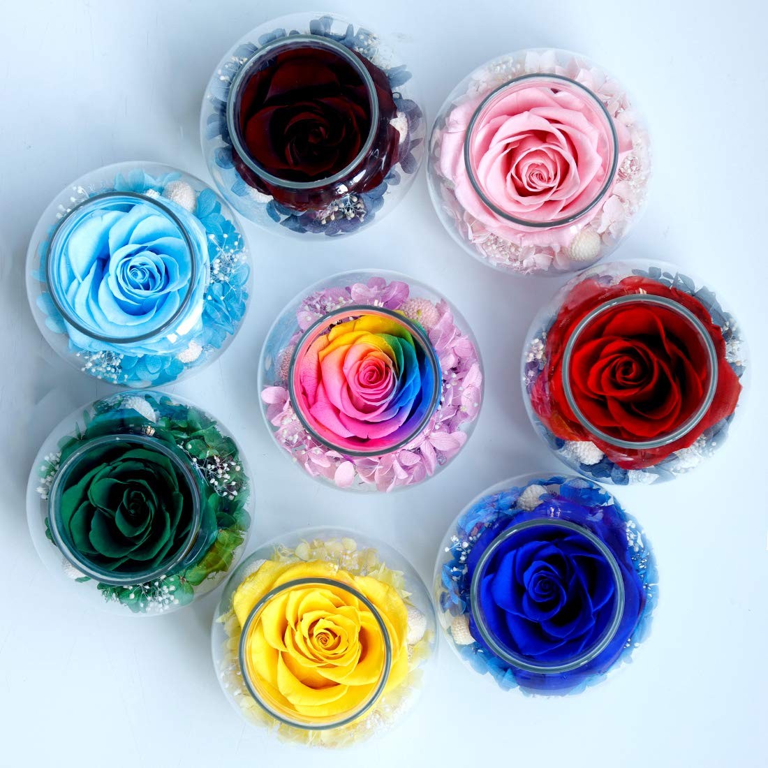 Preserved Real Roses with Colorful Mood Light Wishing Bottle, Eternal Rose，Ne…