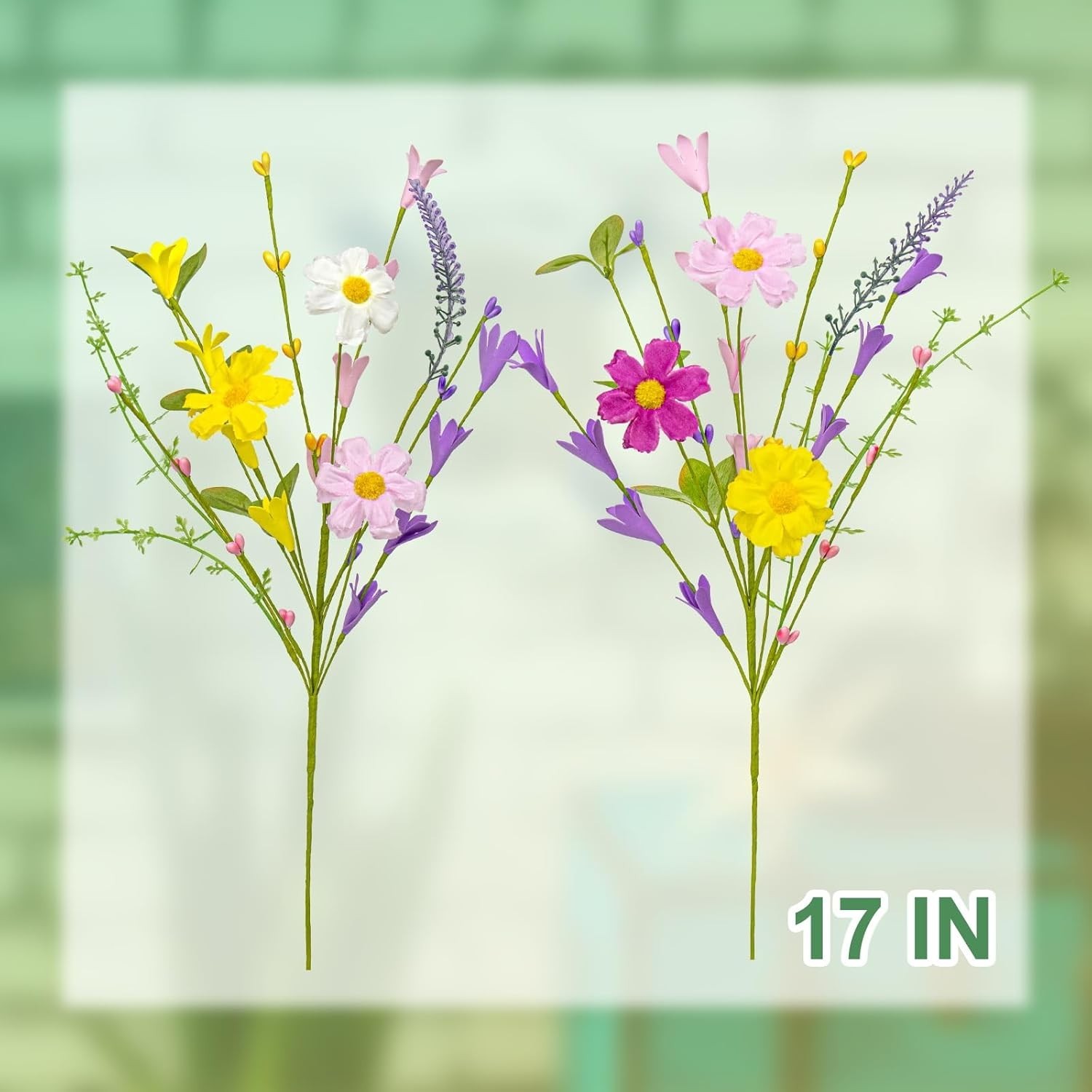 Artificial Easter Stems 12Pcs Spring Floral Picks with Forsythia Daisy Twig Bran