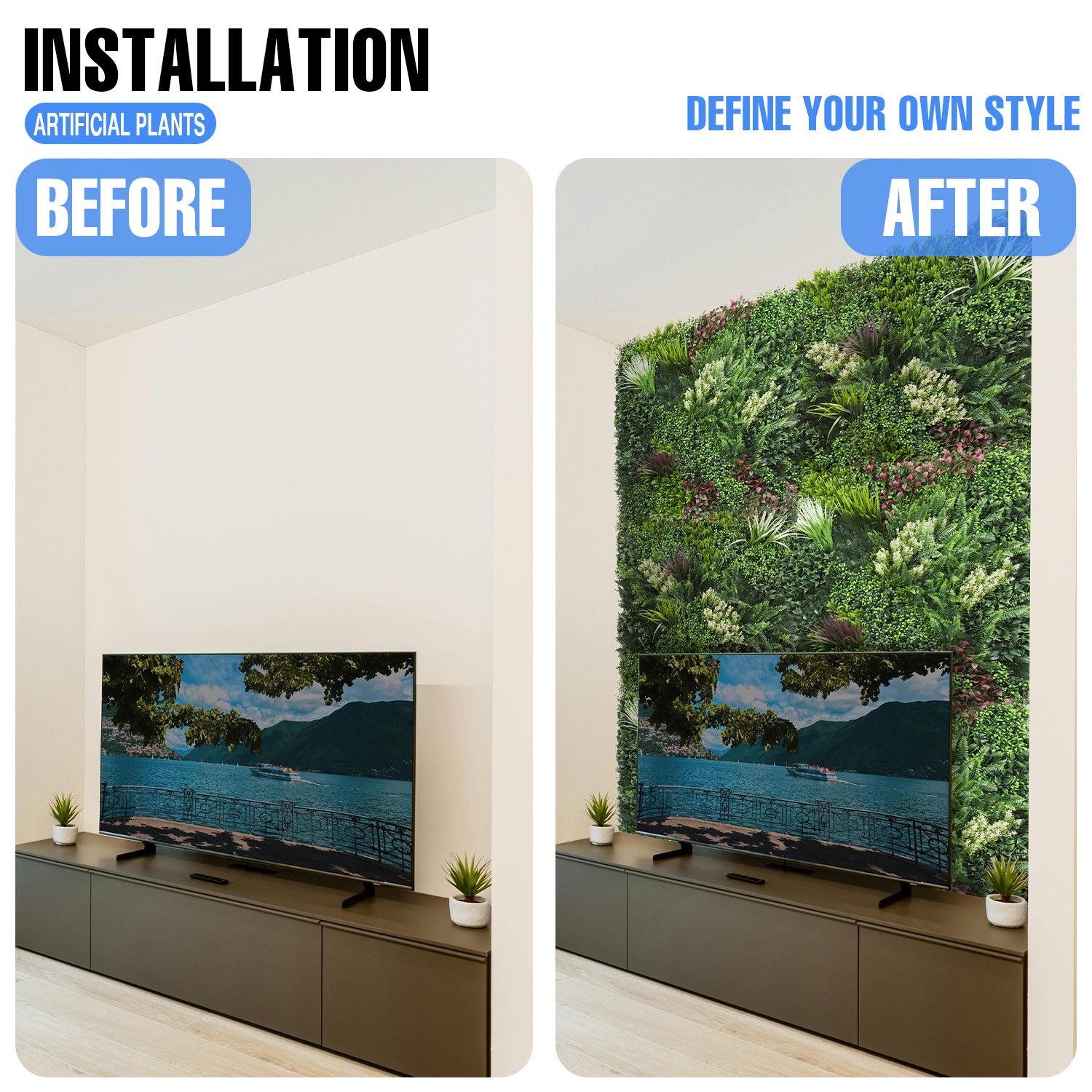 40″ x 40″ Artificial Faux Plant Fence Panel Wall Decor Grass for House Office