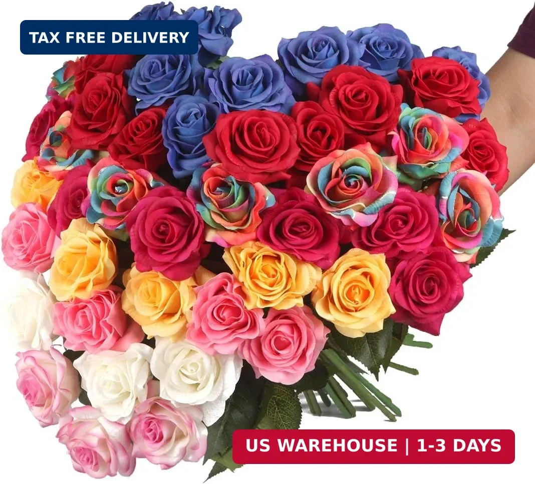 Red Rose Artificial Flowers, 1Pc 17″ Single Red Rose for Valentine’s Mother’s Da