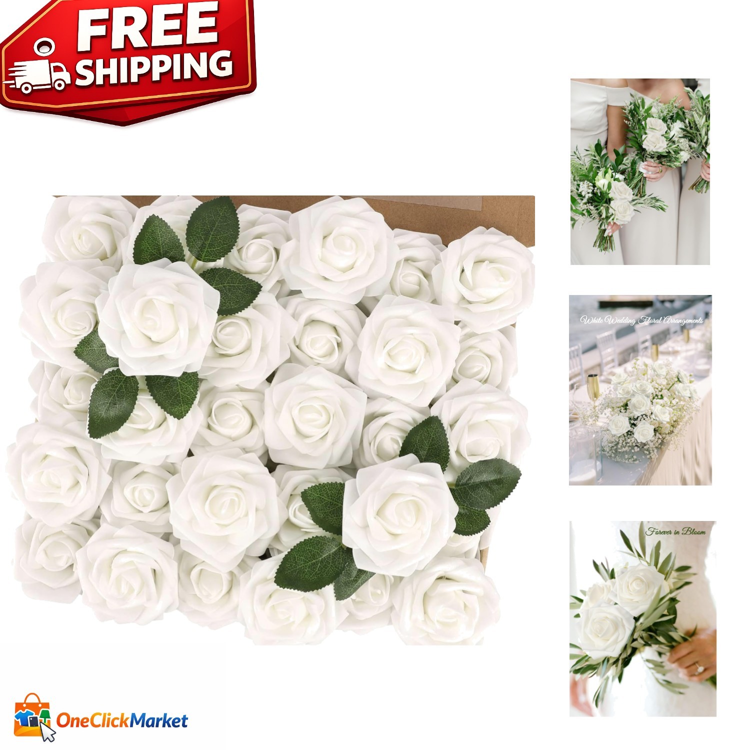 Real Touch Artificial Roses – 30PCS Elegant Foam Flowers for Home & Event Decor