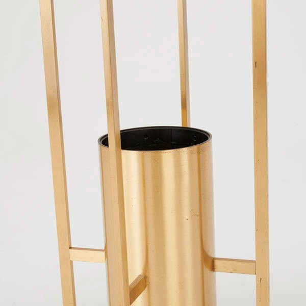 Mid-Century Modern Brass & White Floor Lamp – Architectural Designer Style