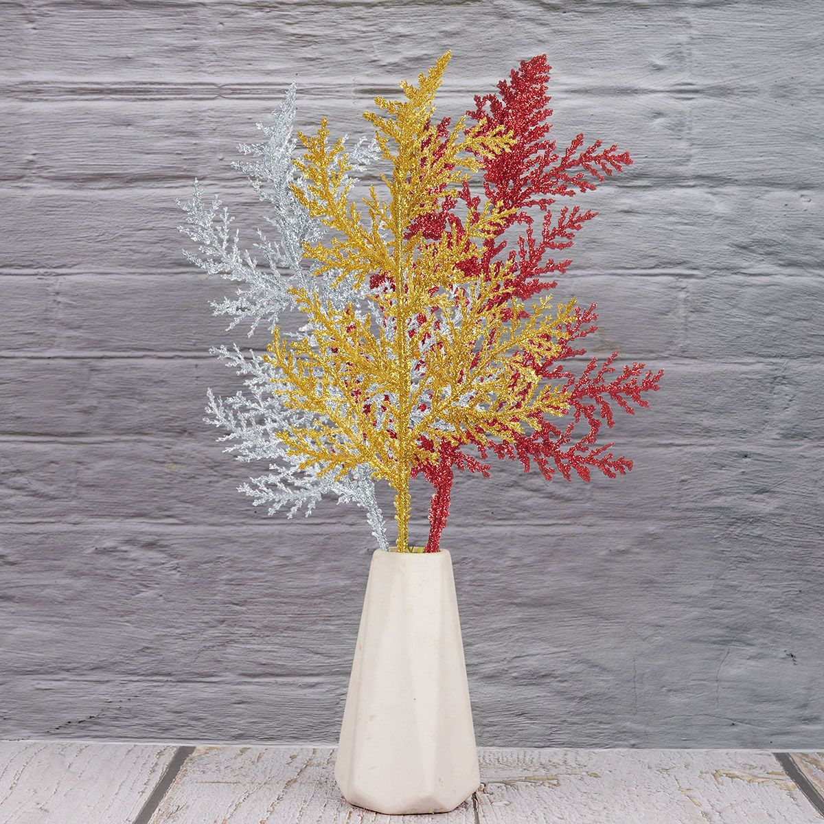 10 PCS Floral Picks Glitter Artificial Pine Needles Floral Twig Picks Xmas Decor