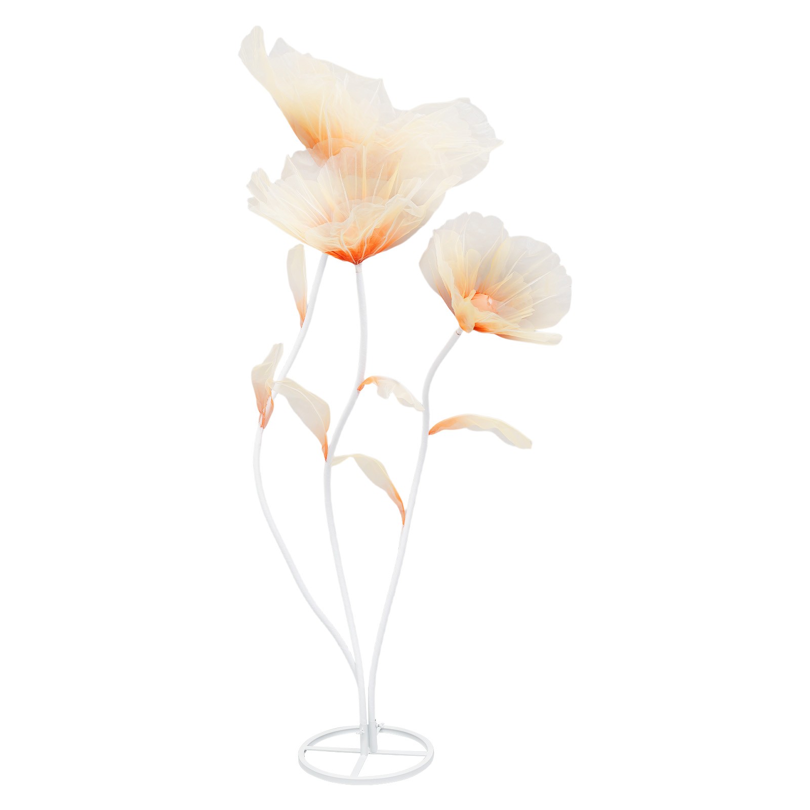 3-Head Giant Artificial Flower Decor,Floor Standing Adjustable Artificial Flower
