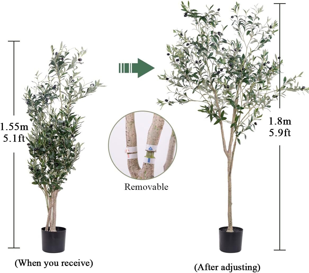 Artificial Olive Tree for Living Room Decor, 6FT Faux Silk Plant Artificial Tree