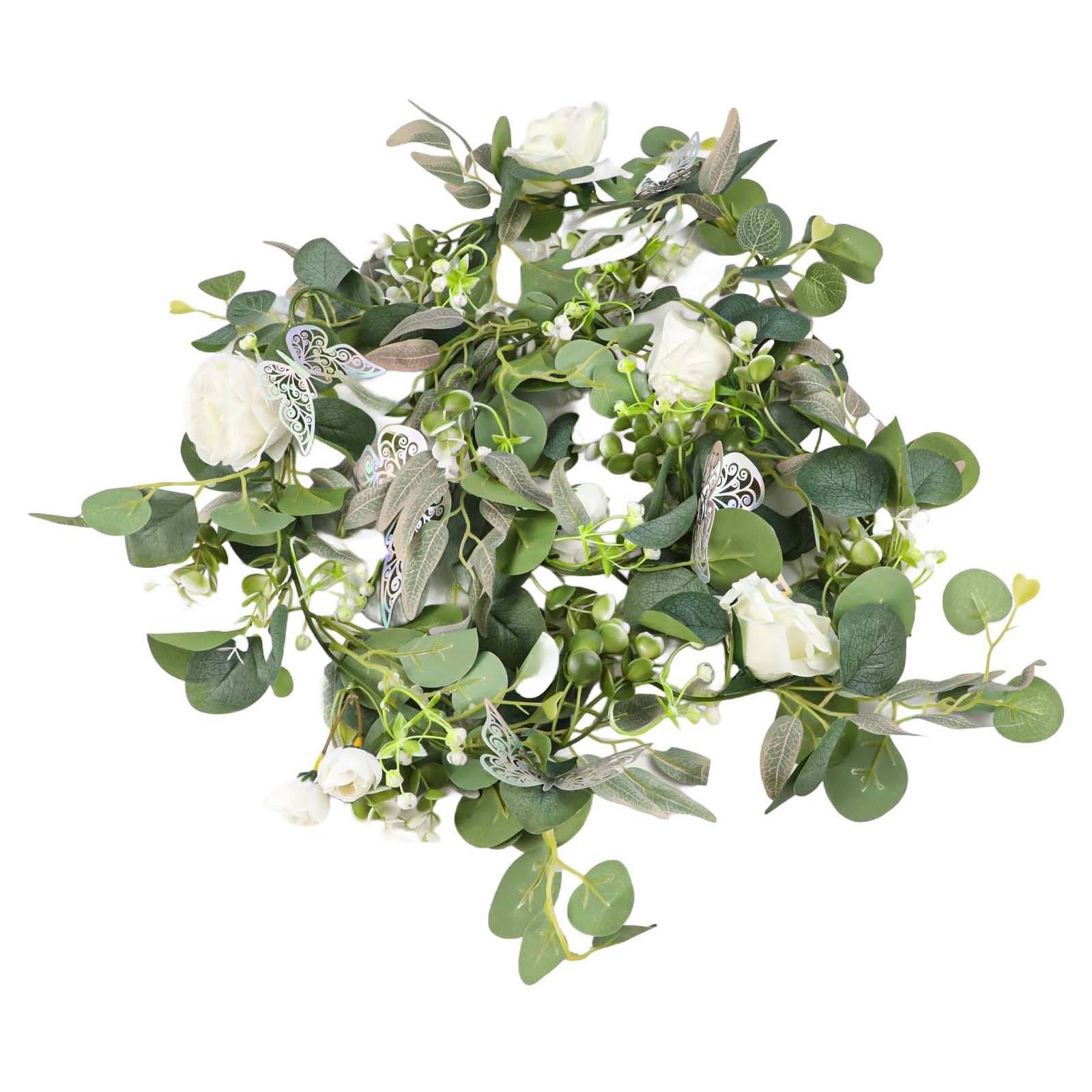 5 9 FT Simulation Rattan Flower Vine with Butterflies for Special Events