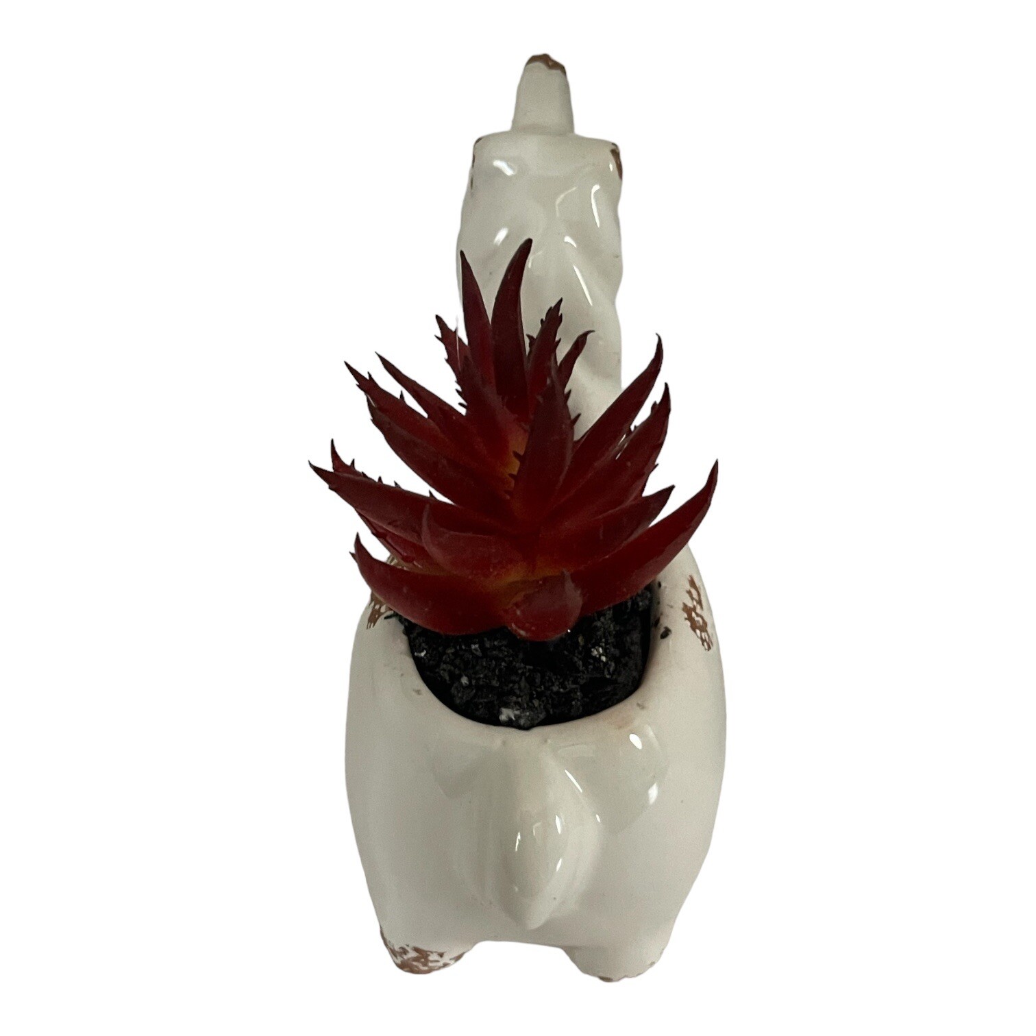 Unicorn Faux Succulent Planter White 4.5″ Home Decor Rustic Farmhouse