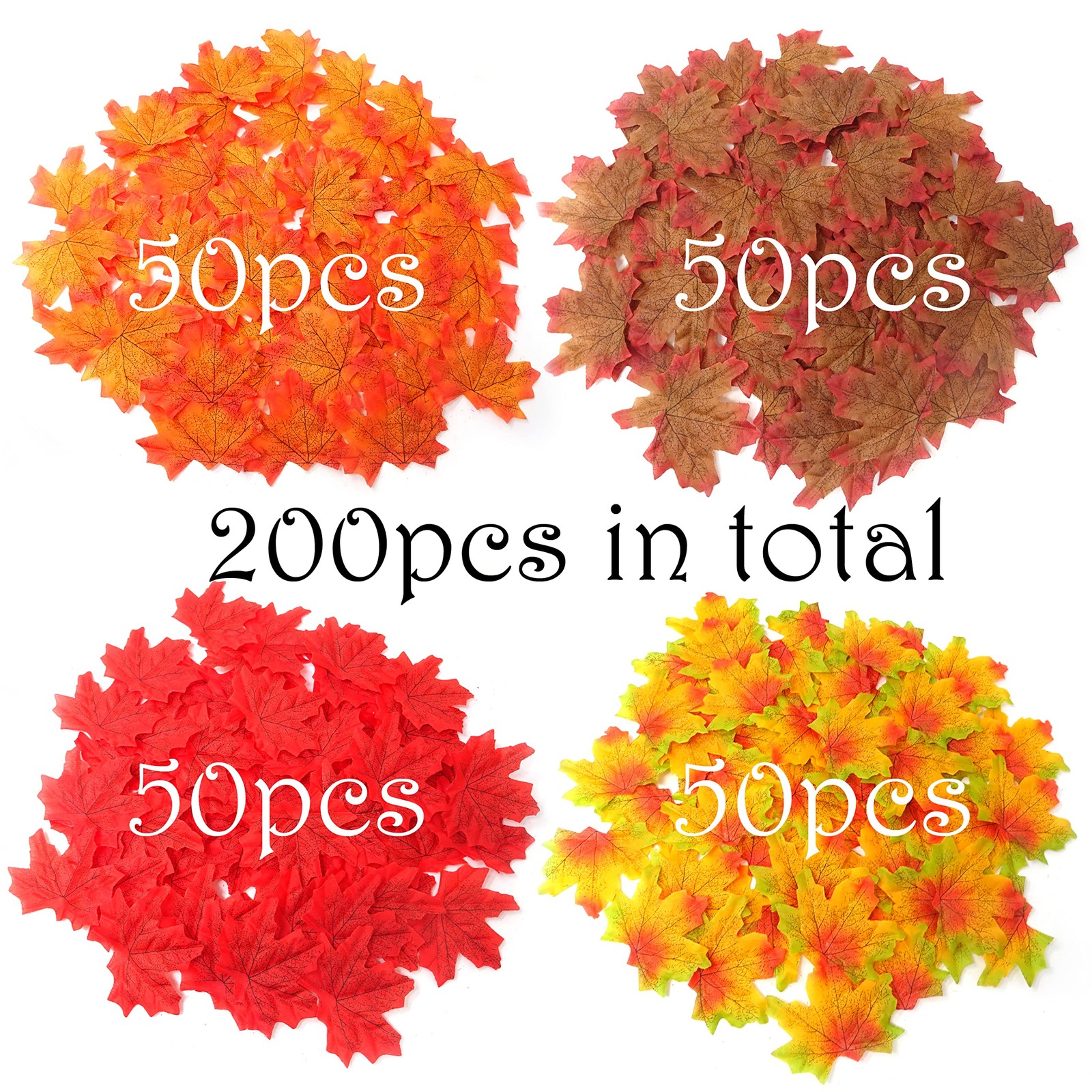 200 PCS Artificial Maple Leaves Fall Leaves For Wedding Thanksgiving Decor