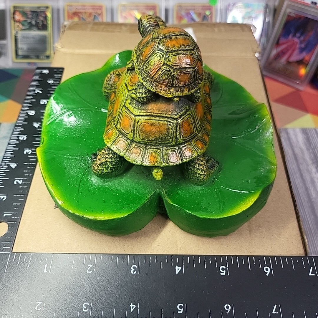 Floating Turtle on Lilly Pad Lotus Resin Pool & Pond Decor 6.5″X4″ Animal Statue
