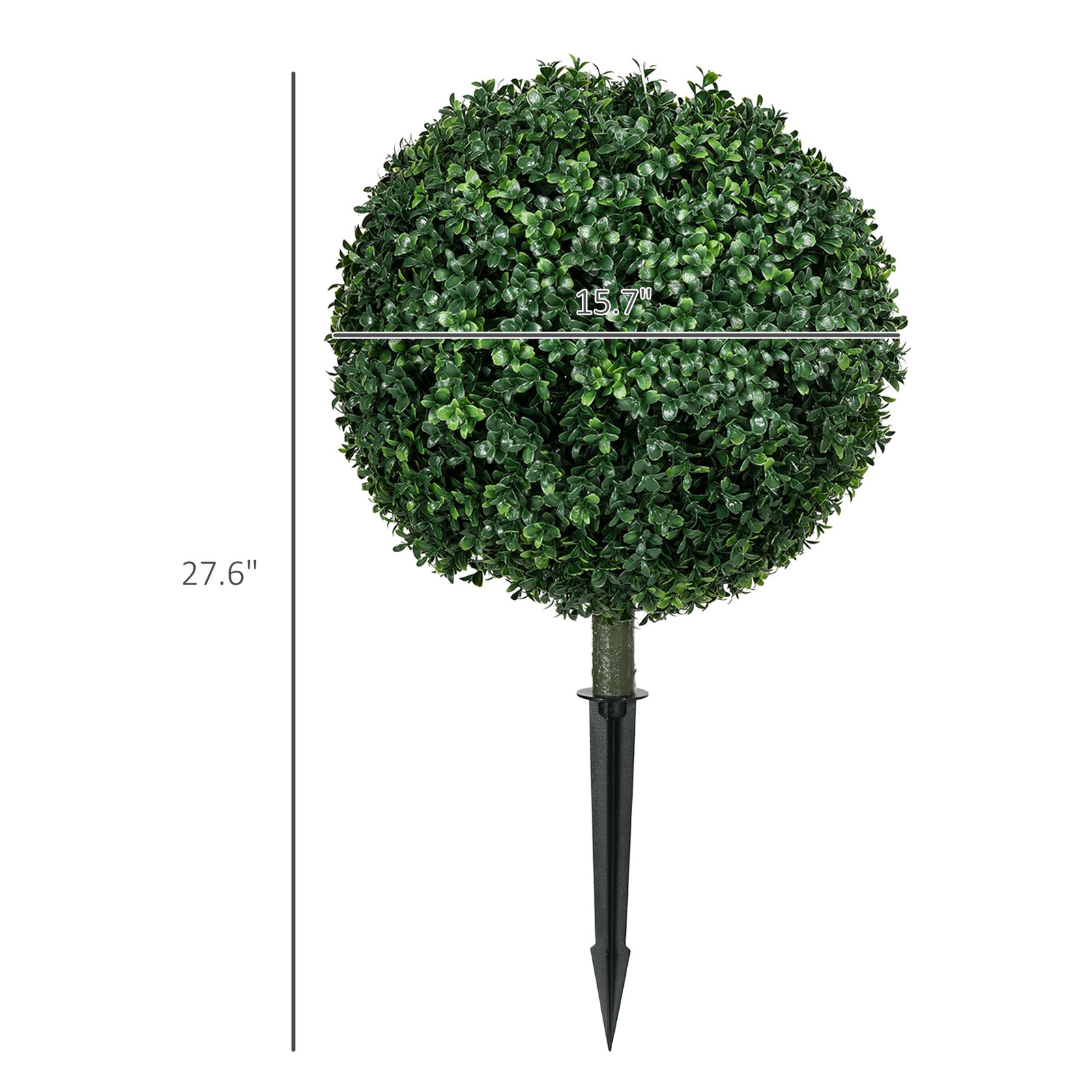 Artificial Boxwood Trees w/ Ground Stake, Set of 2 Ball Shaped Topiary Trees