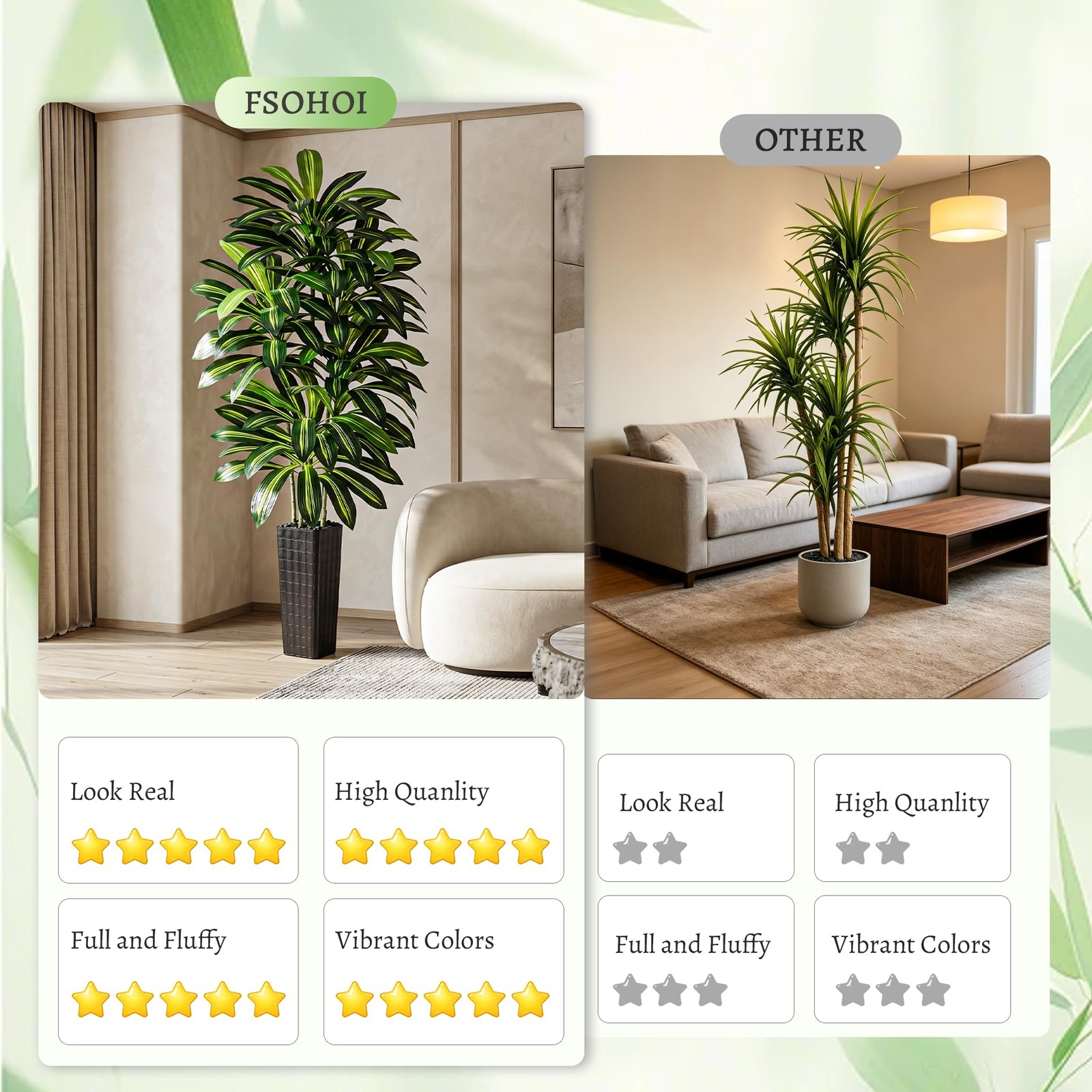 Artificial Dracaena Tree – 7FT Tall Fake Plants with Black Square Planter – A…