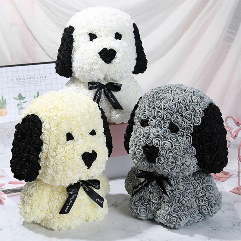 Artificial Rose Dog Flower Birthday Christmas Valentine Day Gifts For Girlfriend