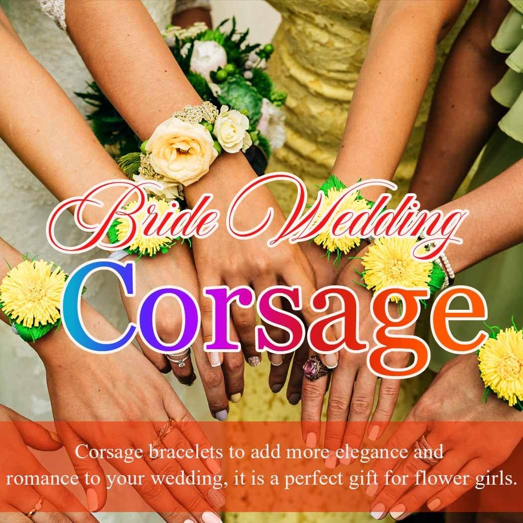 Prom Corsage Wristlet Red Rose Wrist Floral Decoration Women Girls ARed