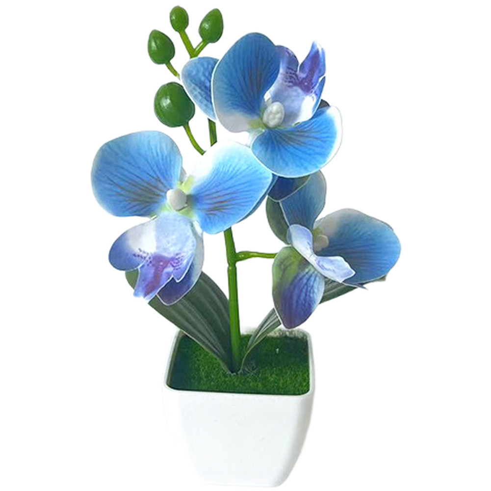 Artificial Orchid Arrangement 3 Bloom 7.09in with Square Pot for Living Room