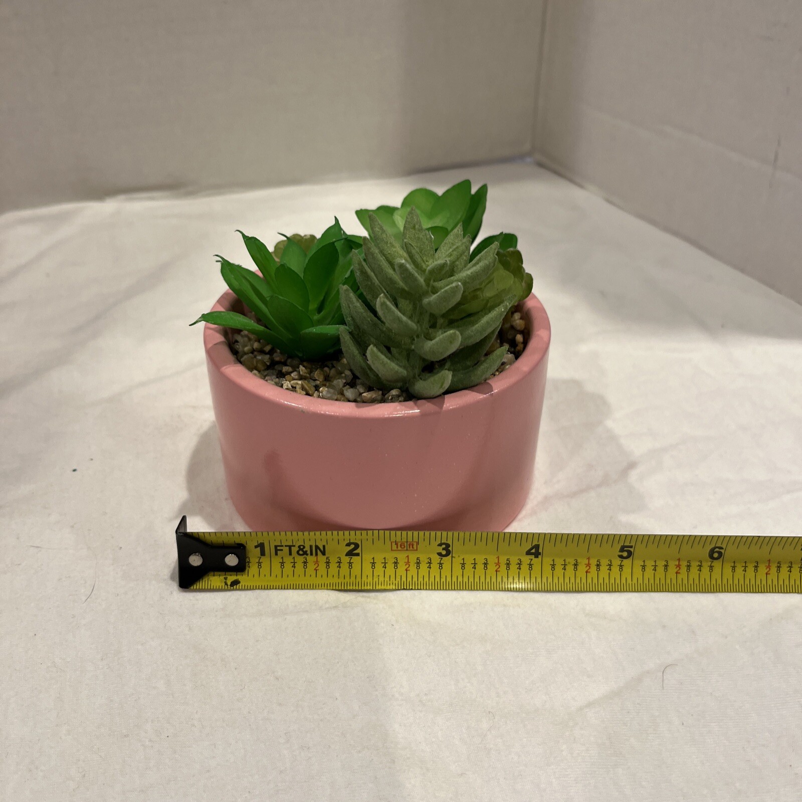 Pink Pot with Faux Succulents Home Decor Plants