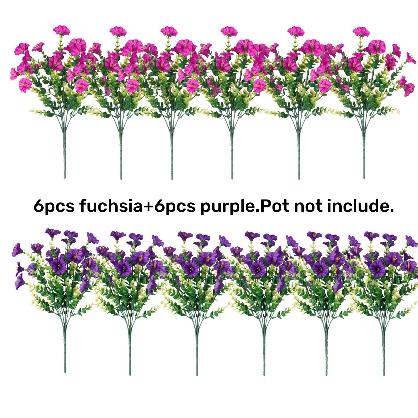 Artificial Silk Outdoor Plants Flowers for Summer Outside Decoration 12 Bundl…