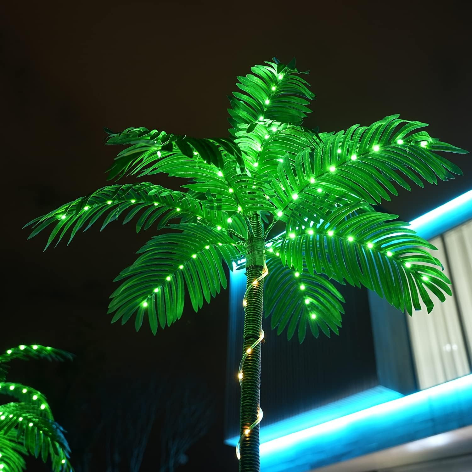 Solar Artificial Palm Tree Christmas Tree 7Ft 3Trunks 260LED Lighted Simulati…
