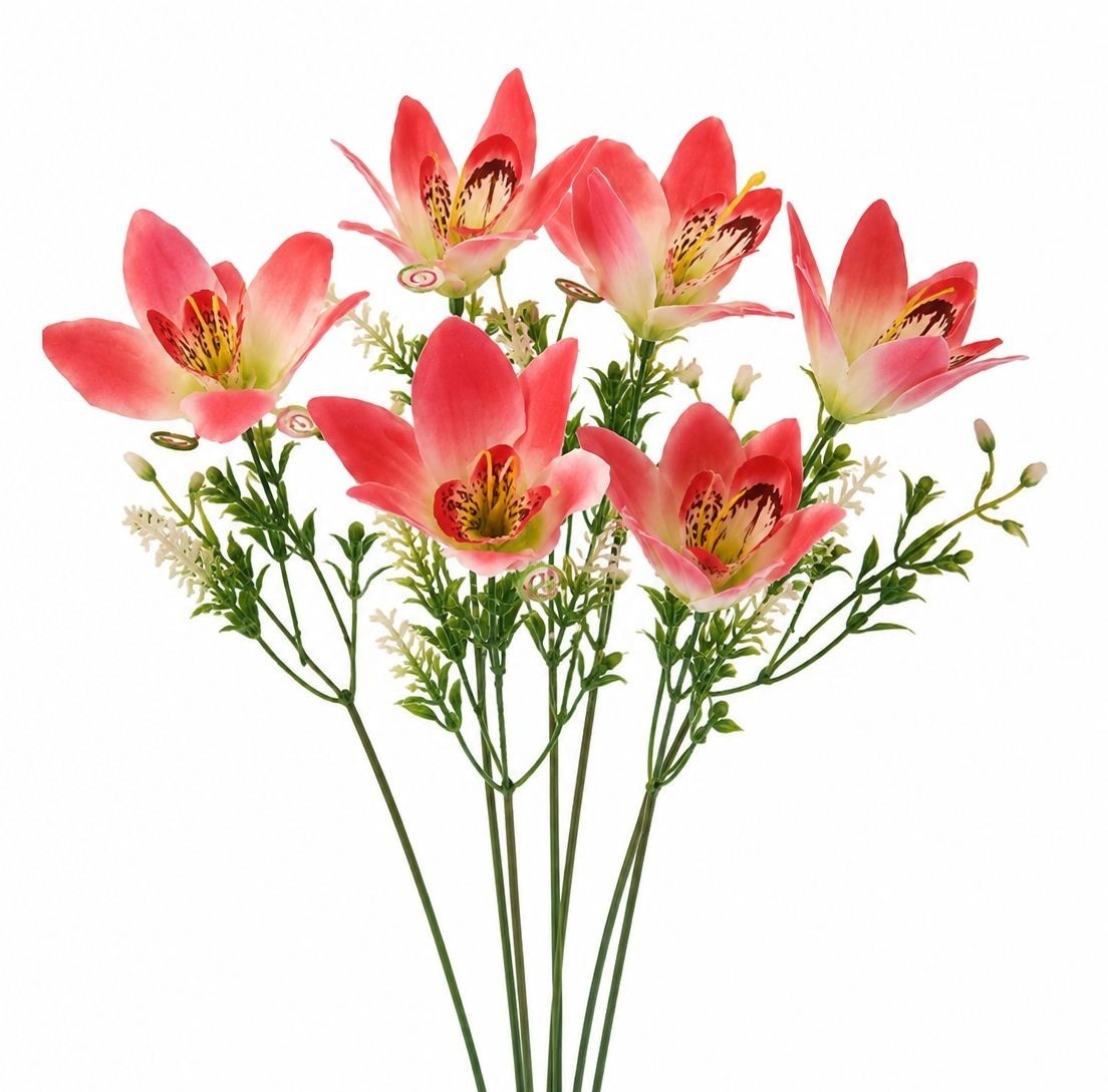 Real Touch Orchid Stems Set of 7 | Coral Pink Artificial Orchid Flowers | 13 Inc