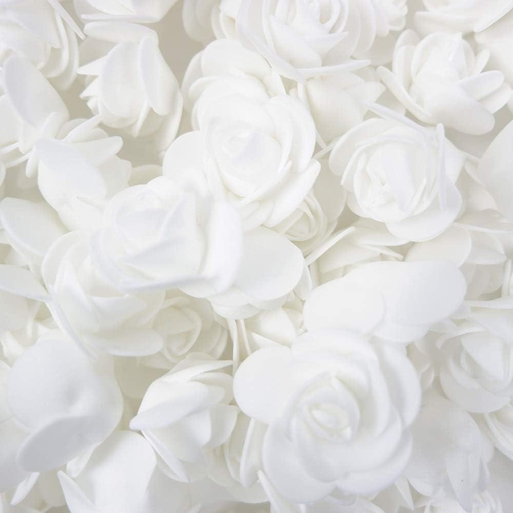 100 PCS White 1.38 Inch Artificial Foam Roses Bulk DIY Bear Flower Gift