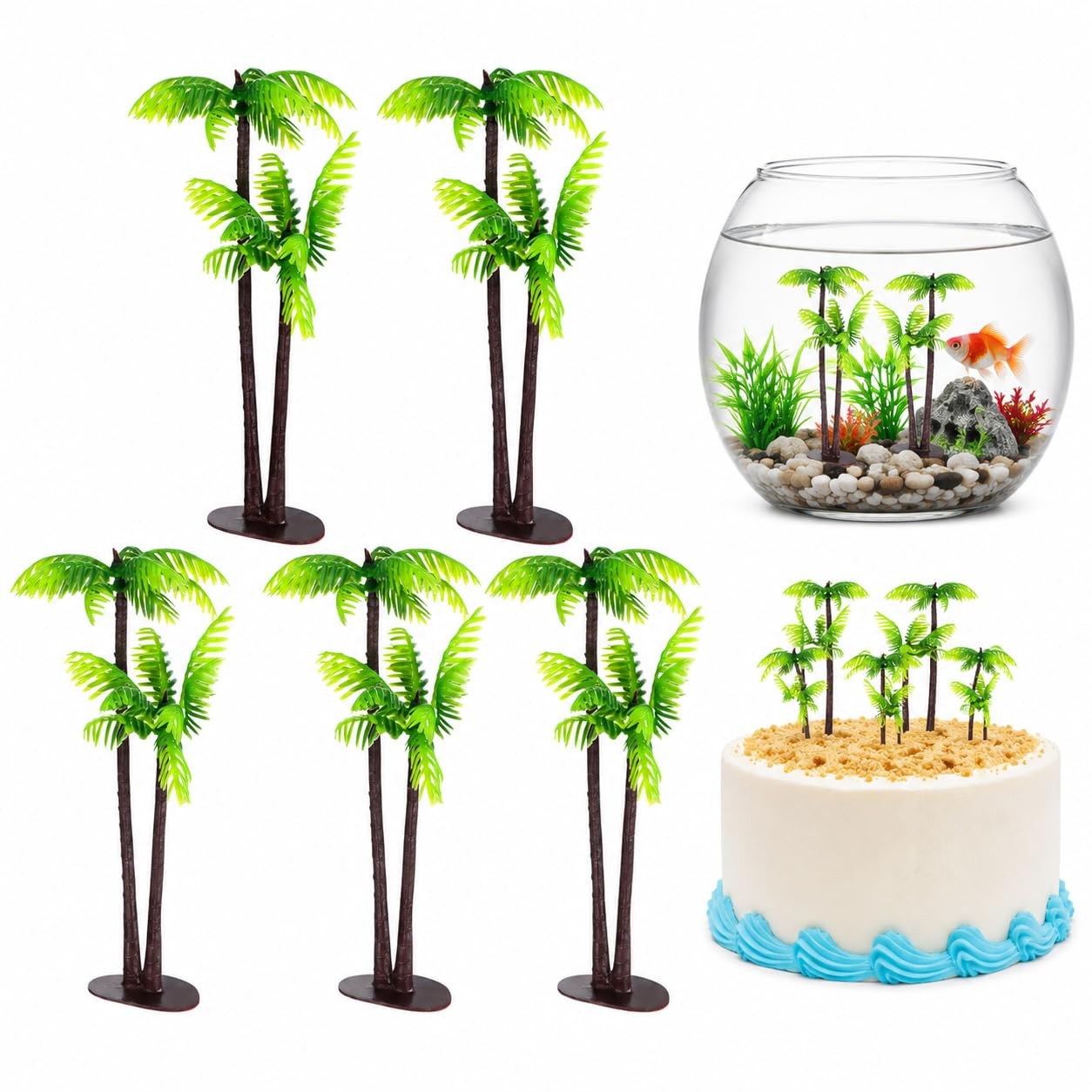 5Pcs Miniature Artificial Coconut Palm Trees for Crafts Realistic Greenery Pl…