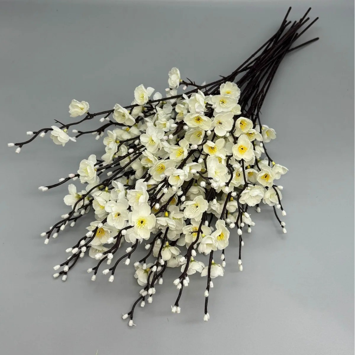 Artificial Plum Blossom 21.7” Fake Wintersweet Long Stem Plastic Flowers for Ho
