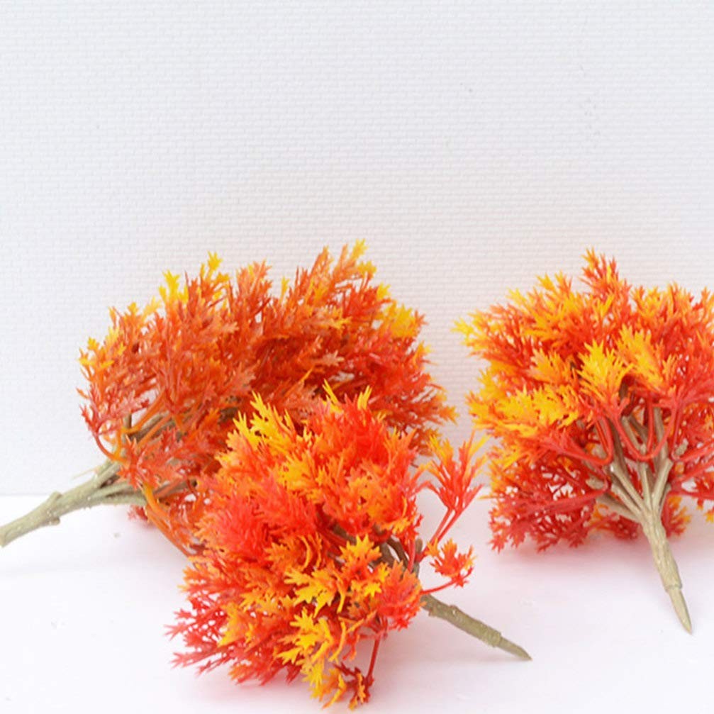 Mini Artificial Maple Tree Plastic Model Miniature Figurine Ornaments 4 PCS