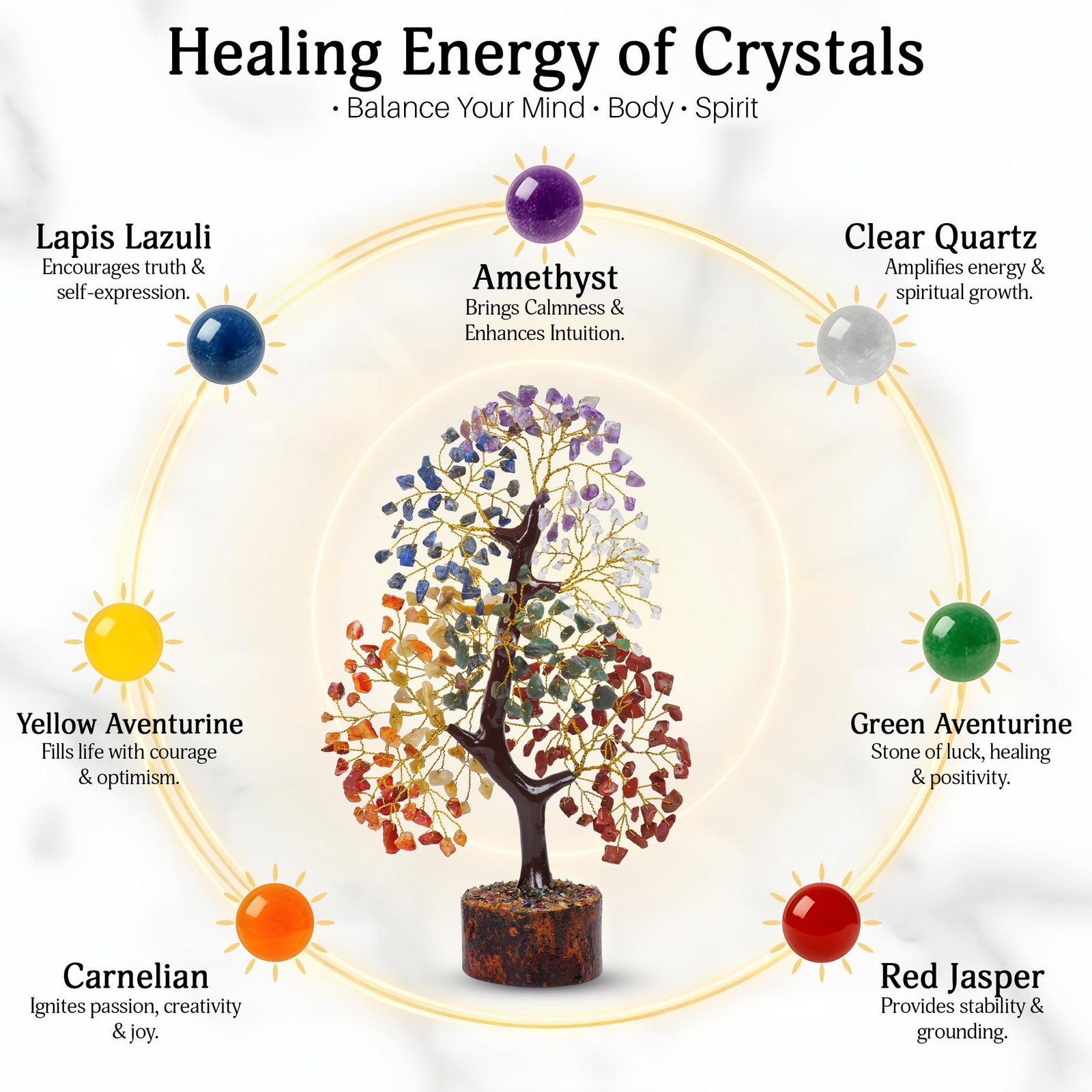 Cristales y piedras curativas | Regalos de cumpleaños mujeres | Árbol de cristal