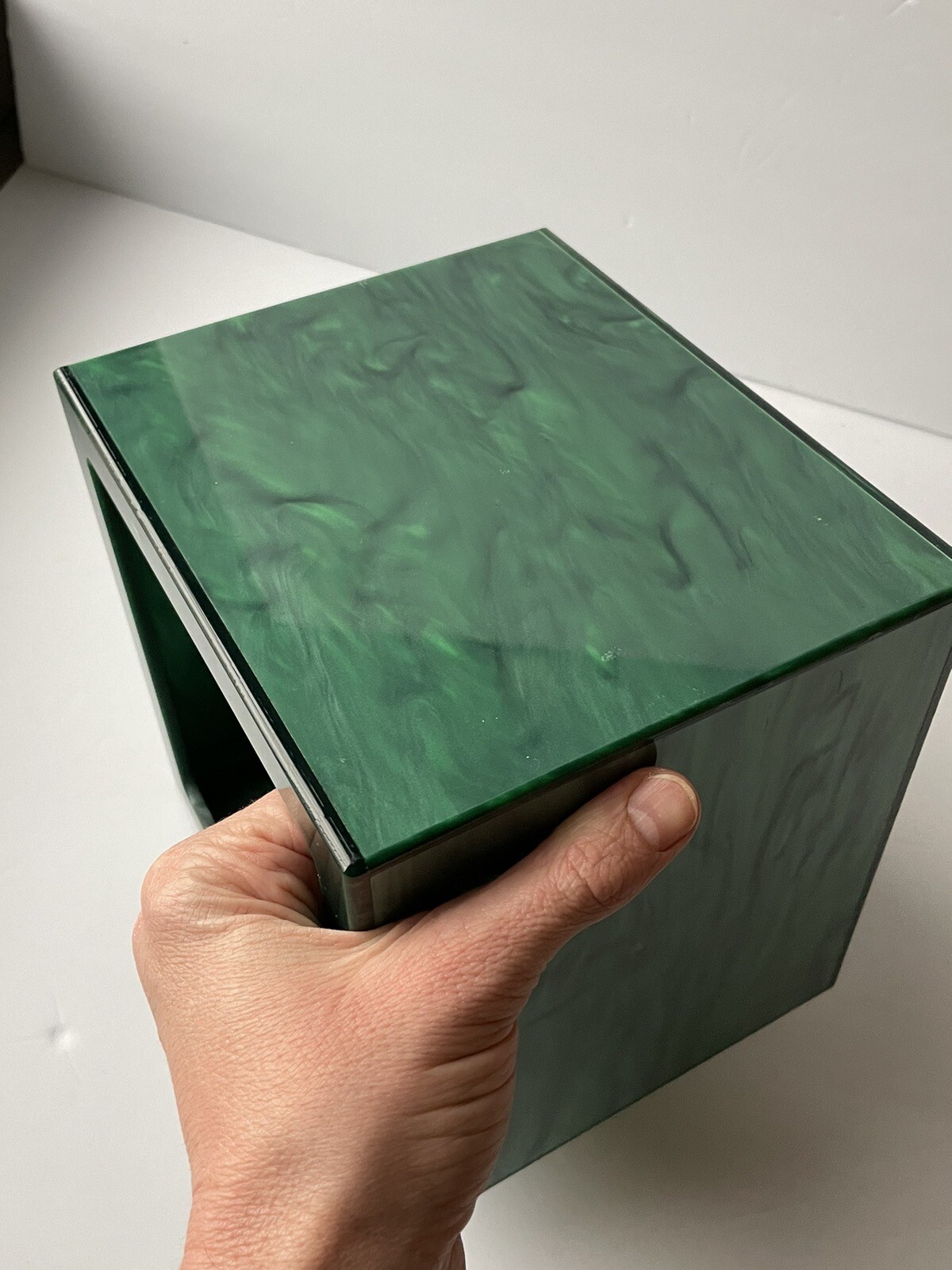 charlotte max orchid box Flower Planter Vase Pearl Green Lucite Retail $180