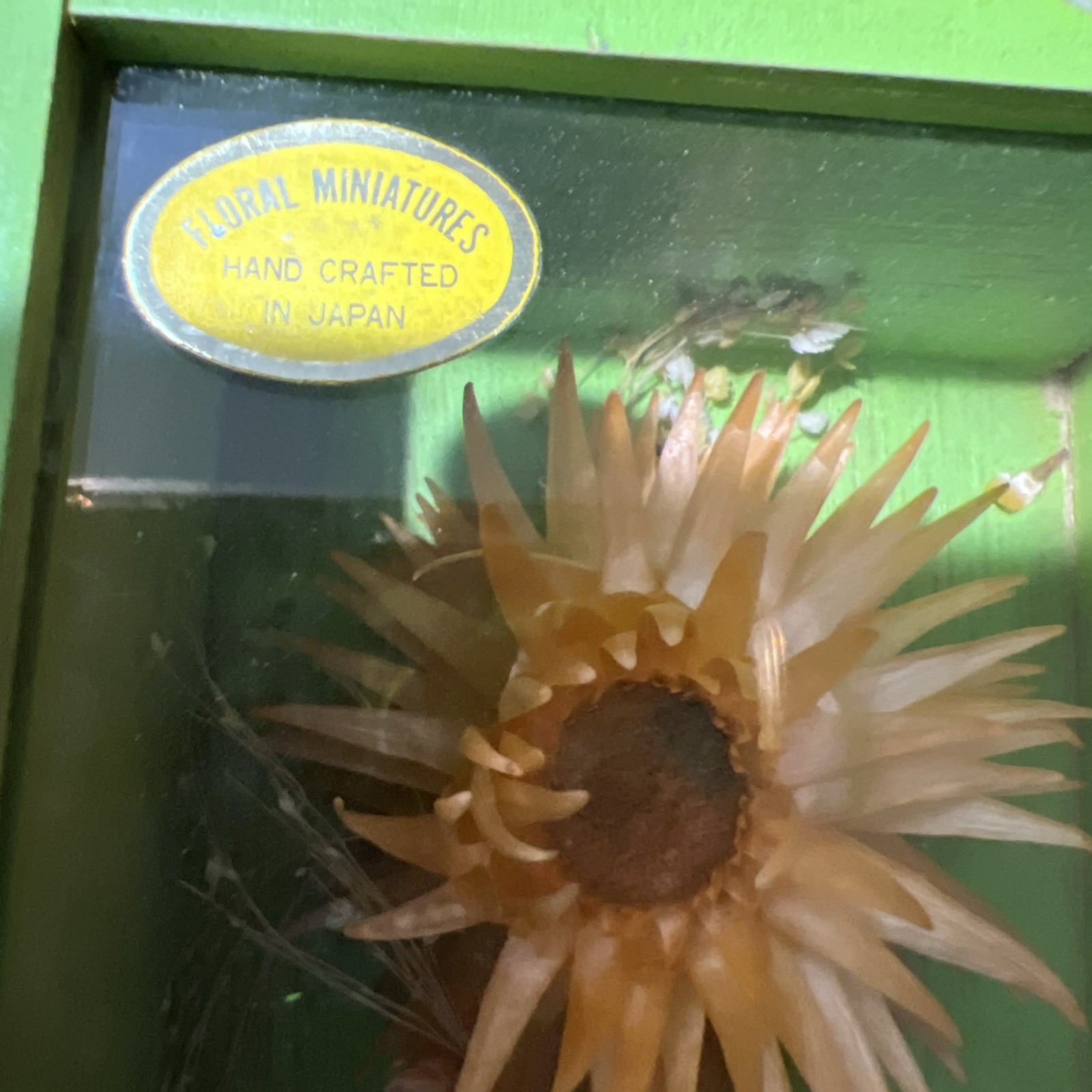 Two Modern Decorative Boxes Containing Dried Orange Flowers and Seed Pods. New