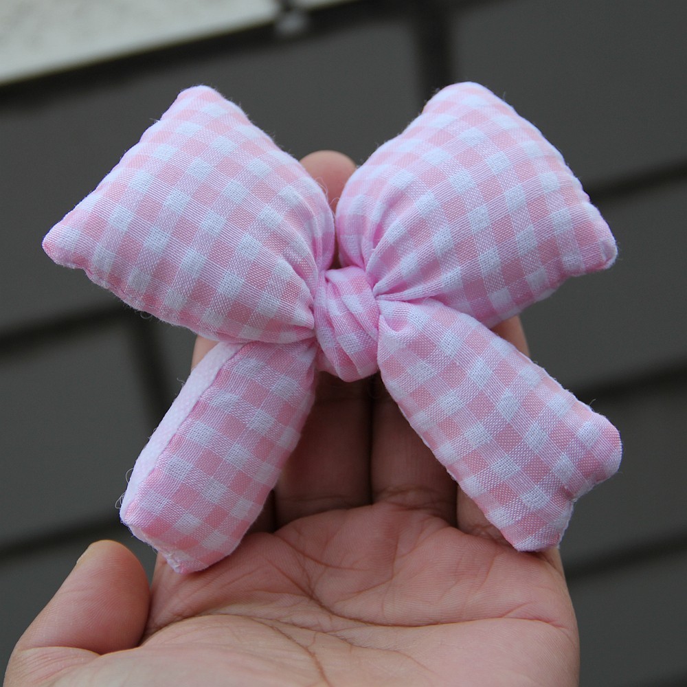11cm 4.33inch Double Layer Checkered Pattern Butterfly Knot DIY Handmade