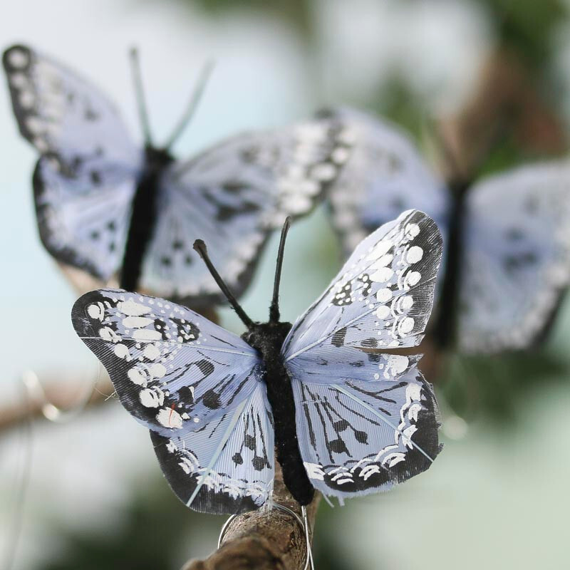 Package of 12 Light Blue Monarch Artificial 2-1/2″ Butterflies