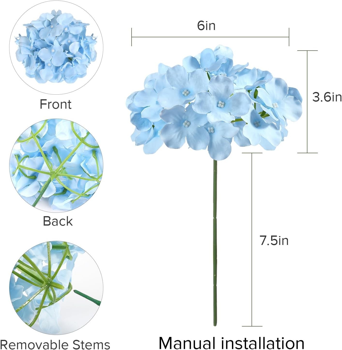 Blue Silk Hydrangea Flower Heads & Stems – 26 Piece Value Pack for Any Occasion